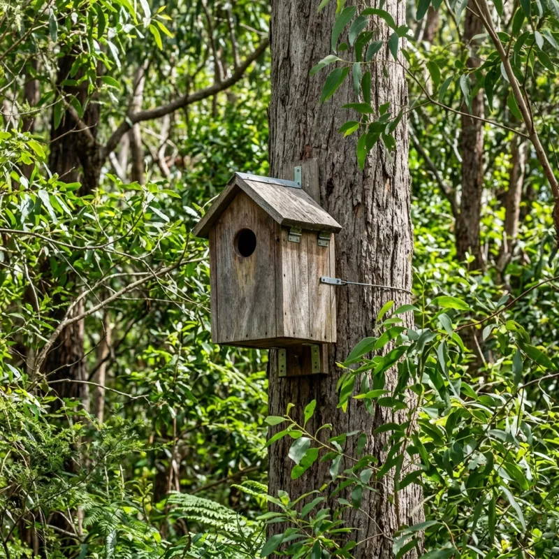 Animal nesting box installed as a humane alternative to a Murgheboluc roof cavity